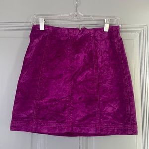 Free People Modern Femme Velvet Mini Skirt Fuschia Pink Purple